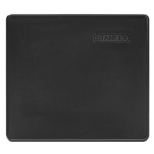 Rectangular black Stanley photography mat with embossed logo in the corner.