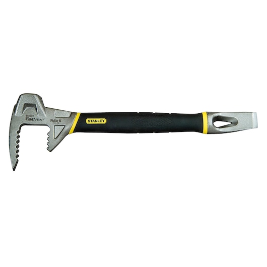 Stanley Fubar II demolition tool with jagged head and black handle, designed for heavy-duty construction tasks.