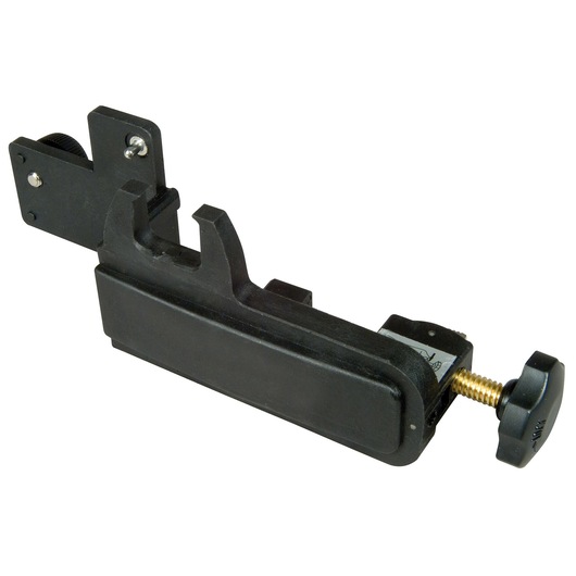 STANLEY 1-77-025 black mounting bracket with screw knob, side view, photography accessory.