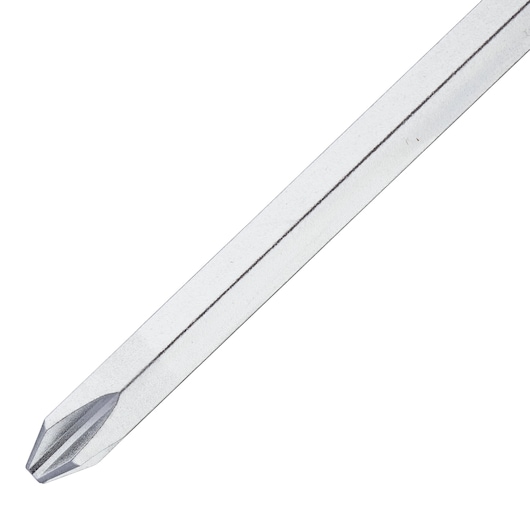 STANLEY FMHT0-62622 Phillips screwdriver shaft, silver metal, close-up on white background.