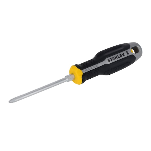 STANLEY FMHT65735-0 screwdriver with black and yellow handle, side angle on white background.