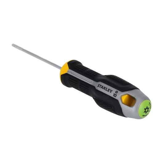 STANLEY FMHT65744-0 Torx screwdriver with black and yellow ergonomic handle, product side angle on white background.