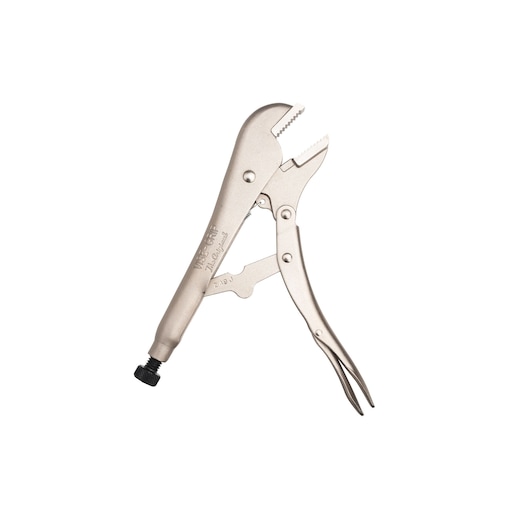 STANLEY FMHT84902-0 locking pliers silver finish, front angle on white background.