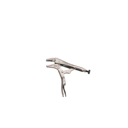 STANLEY FMHT84904-0 locking pliers side view, silver finish, adjustable screw, photography on white background.