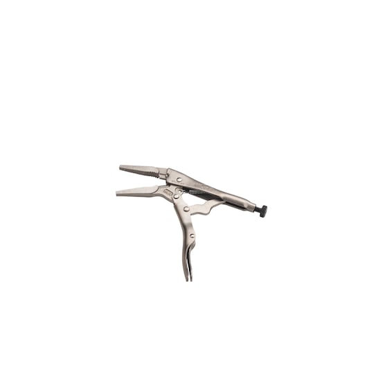 STANLEY FMHT84907-0 locking pliers, silver, angled side view on white background.