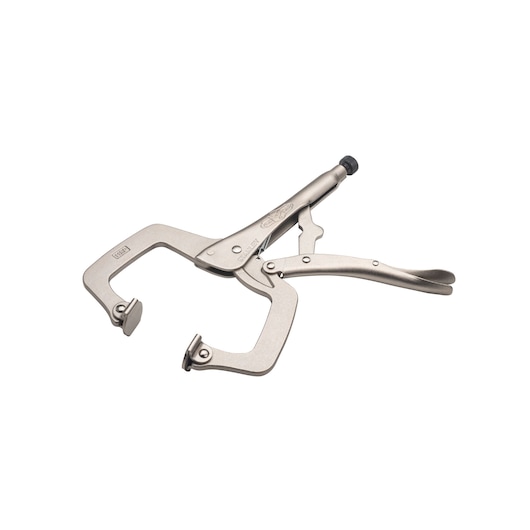 STANLEY FMHT84910-0 C-clamp locking pliers, metallic finish, front angle on white background.
