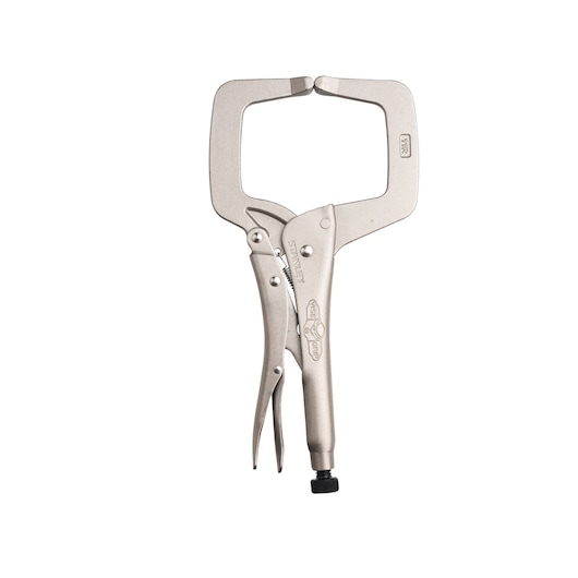 STANLEY FMHT84912-0 C-clamp locking pliers, silver metal finish, front angle on white background.