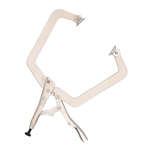 STANLEY FMHT84915-0 C-clamp locking pliers with wide opening and soft grip pads, product photo on white background.