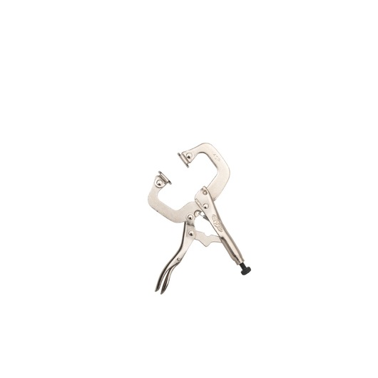 STANLEY FMHT84918-0 C-clamp locking pliers, silver finish, product side view on white background.