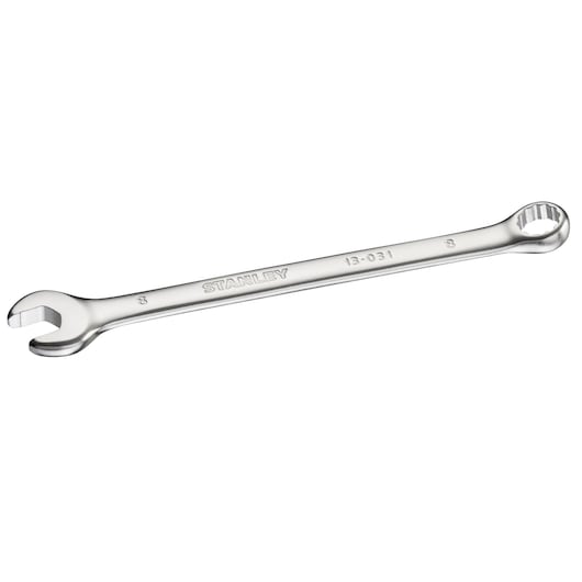 STANLEY FMMT13031-0 combination wrench, silver finish, side angle, hand tool photography.