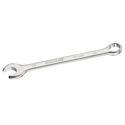 Photo of STANLEY FMMT13039-0 combination wrench, 16mm, chrome finish, shown at an angle on a white background.
