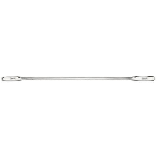 STANLEY FMMT13066-0 double ended flat pry bar, silver metal, side view on white background.