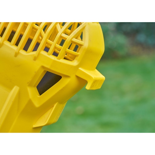 STANLEY SFMCBL714M1 leaf blower yellow grille close-up outdoor photography