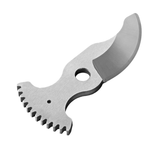 STANLEY SFMCPPRB1 replacement pruner blade, silver metal, product photography, angled on white background.