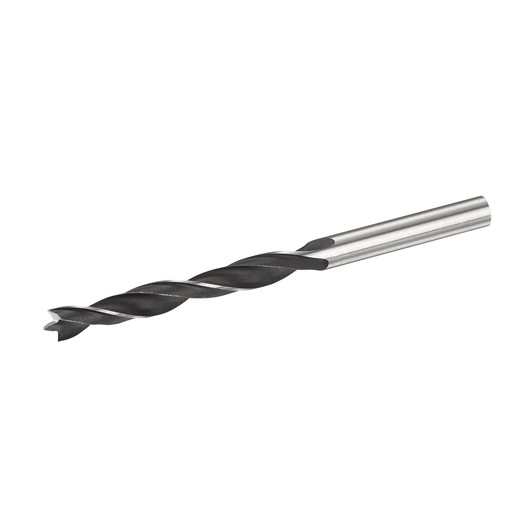 STANLEY STA52031 wood drill bit with black spiral and silver shank, side angle, on white background.