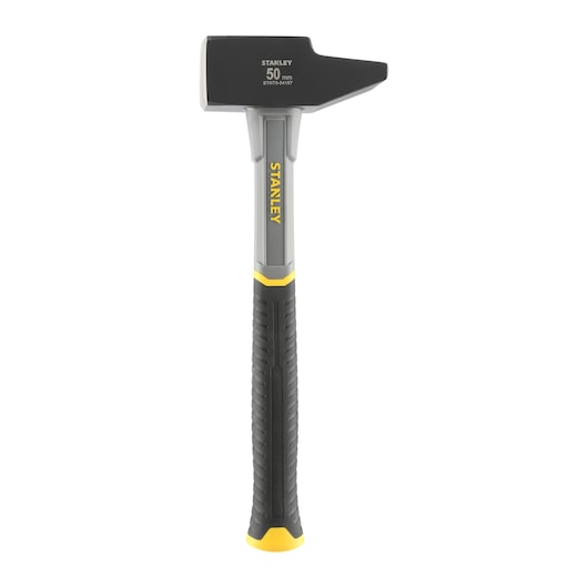 STANLEY STHT0-54157 club hammer with black and yellow anti-slip handle, front view on white background.