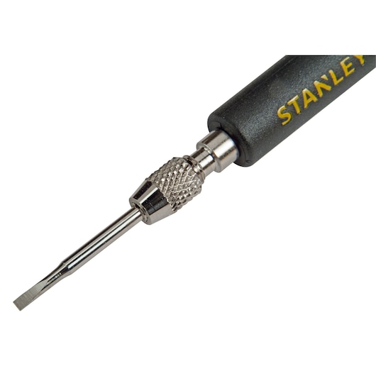 STANLEY STHT0-62633 precision flathead screwdriver on white background, angled view.