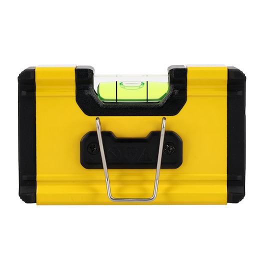 STANLEY STHT41704-0 yellow and black spirit level, front angle on white background.