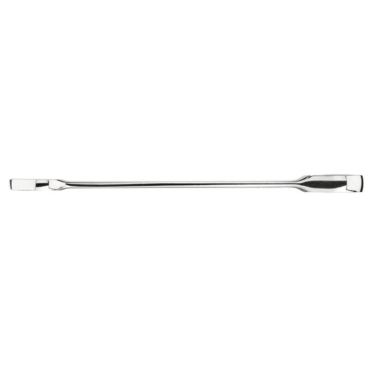 STANLEY STMT89918-0 pry bar, chrome finish, flat both ends, photographed on white background, side angle.
