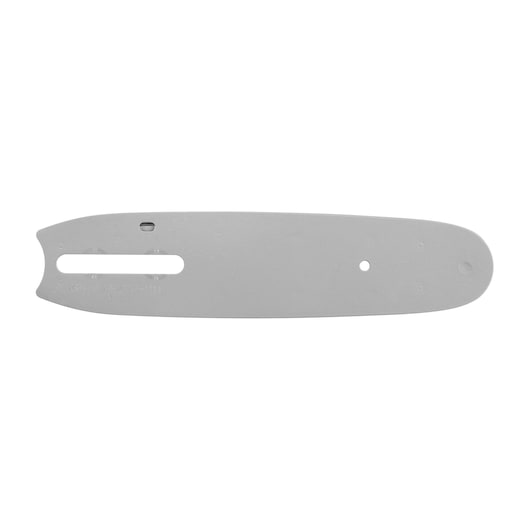 STANLEY STZPS1515 silver chainsaw guide bar, flat side view on white background.